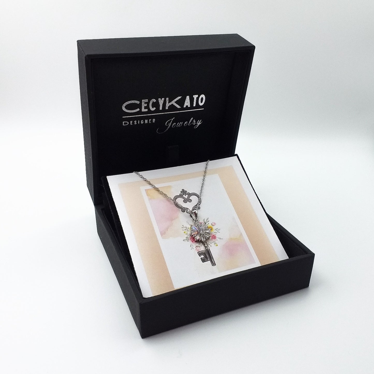 Key with Flower Message Card - C7