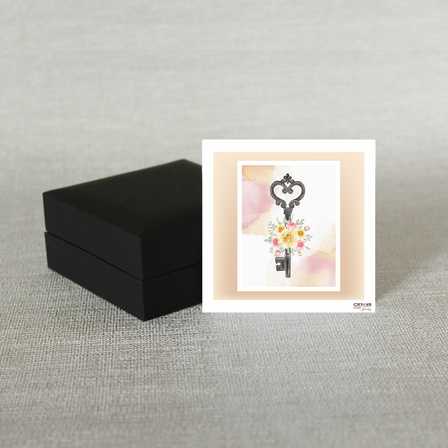 Key with Flower Message Card - C7