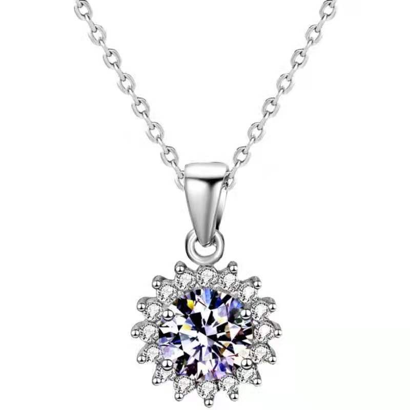 I love Love - 925 Sterling Silver Cubic Zirconia Round Minimalist Necklace TE274LY