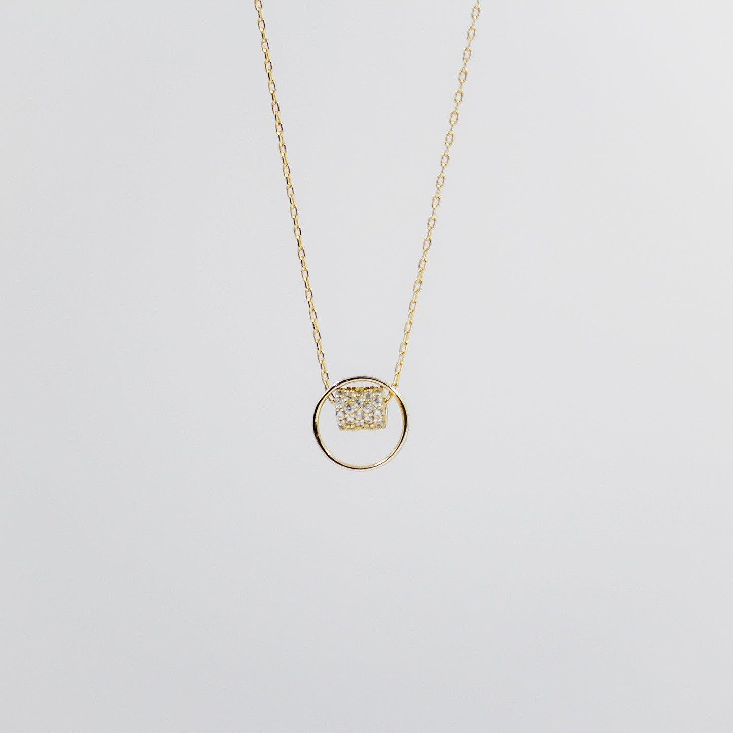 Birthday / Love - 925 Sterling Silver Rhinestone Geometric Minimalist Necklace TE5L28HB