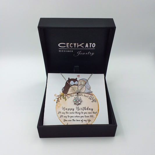 Birthday / Wife - The World's Best- 925 Sterling Silver Cubic Zirconia Flower Minimalist necklace TE8L27W2
