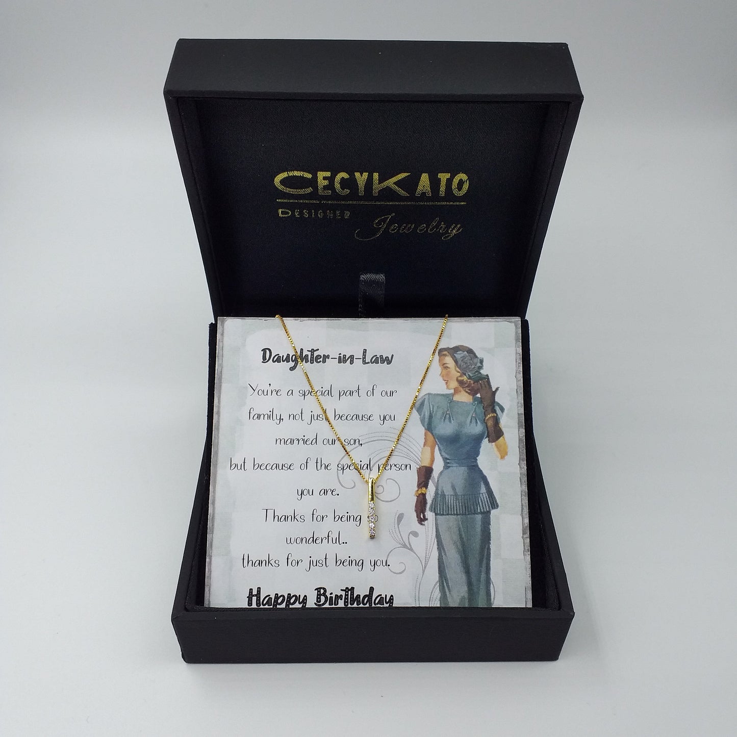 Birthday /Daughter-in-Law / 14K Gold Plated Rhinestone Geometric Minimalist Necklace TE4L32HBDIL