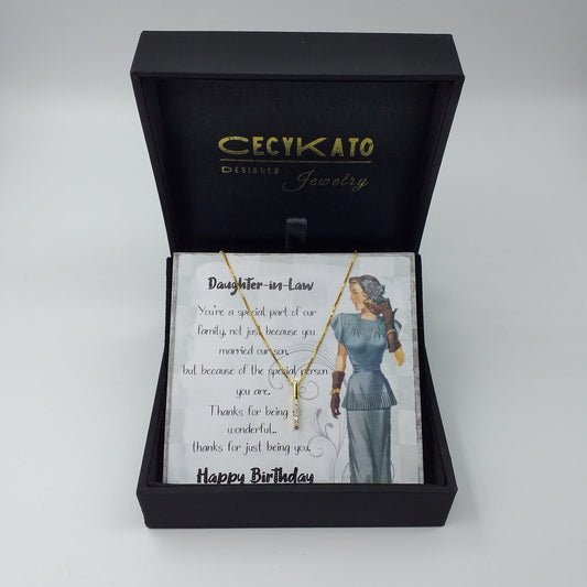 Birthday /Daughter-in-Law / 14K Gold Plated Rhinestone Geometric Minimalist Necklace TE4L32HBDIL