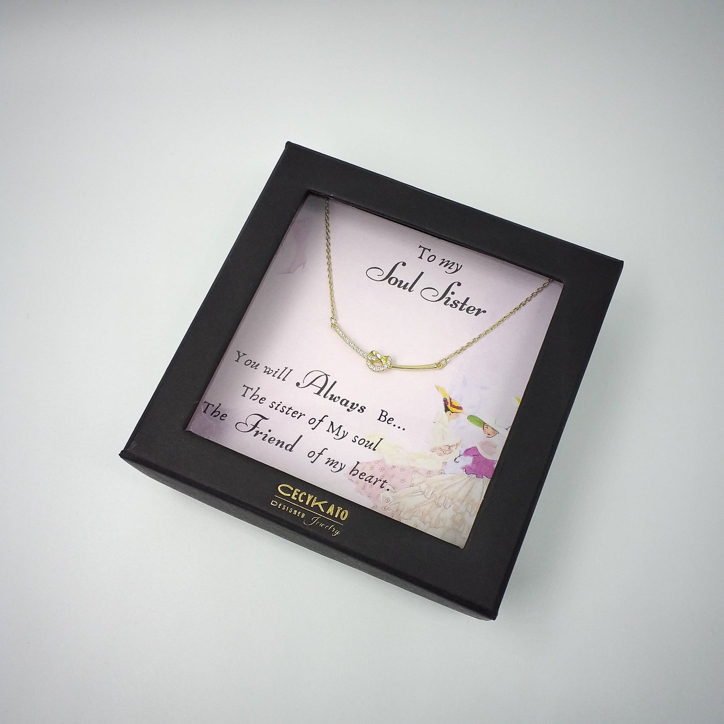 Friend / Soul Sister - 14K Gold Plated Rhinestone Geometric Minimalist Necklace TE643F