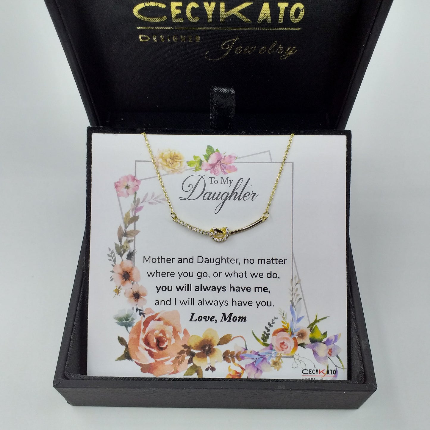 Flower / Daughter - 14K Gold Plated Rhinestone Geometric Minimalist Necklace TE639D