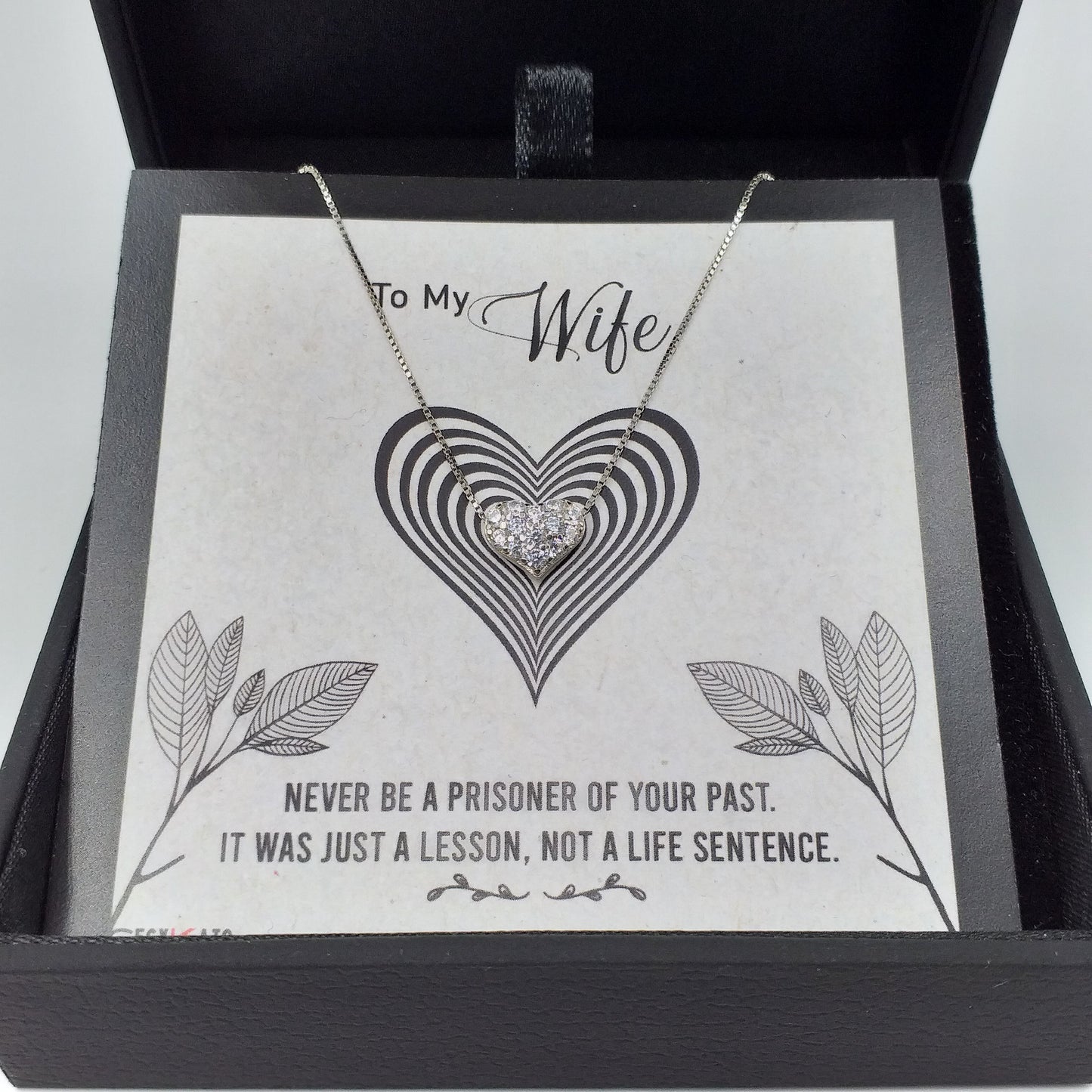 Wife / Inspirational - 925 Sterling Silver Cubic Zirconia White Heart Necklace TE119W