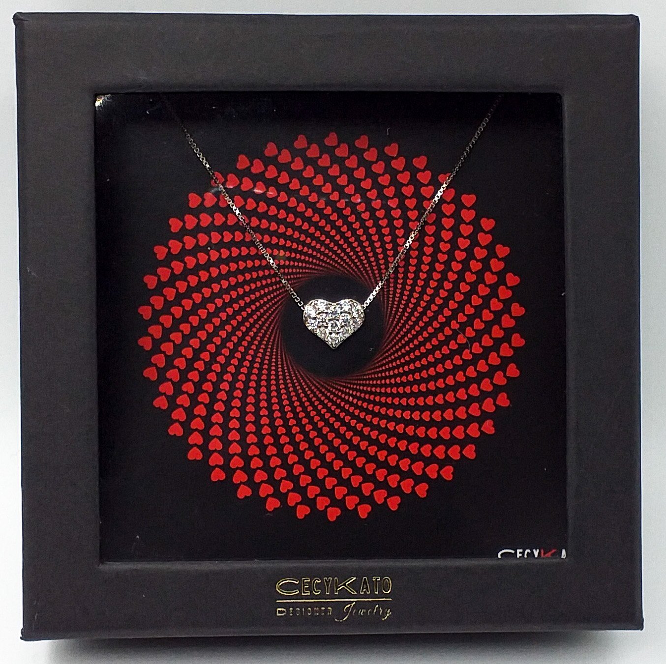 Love/ Hearts / 925 Sterling Silver Cubic Zirconia White Heart Necklace: TE158