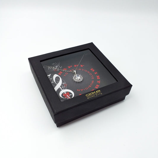 Birthday / Music -  925 Sterling Silver Cubic Zirconia Round Minimalist Necklace TE2BW85HBMS