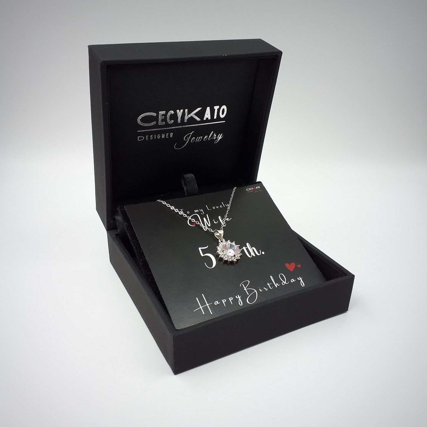 Birthday / Wife 50 -925 Sterling Silver Cubic Zirconia Round Minimalist Necklace TE2L78HBW5