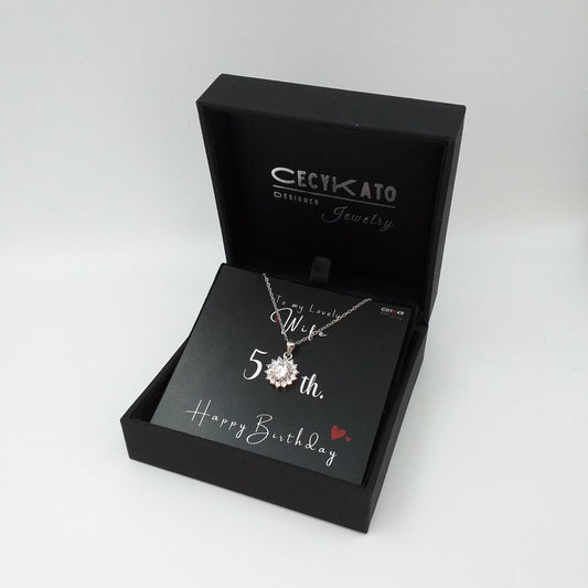 Birthday / Wife 50   -925 Sterling Silver Cubic Zirconia Round Minimalist Necklace TE2L78HBW5