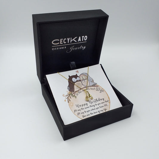 Birthday / Wife -  925 Sterling Silver/ 14k Gold Plated  With Cubic Zirconia Personality  Necklaces c/w Spoon & Fork 925 Sterling Silver + Cubic Zirconia TE9L27W1