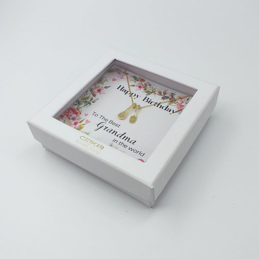 Birthday / Grandma -  925 Sterling Silver With Cubic Zirconia Spoon & Fork : TE9WW38HBGM