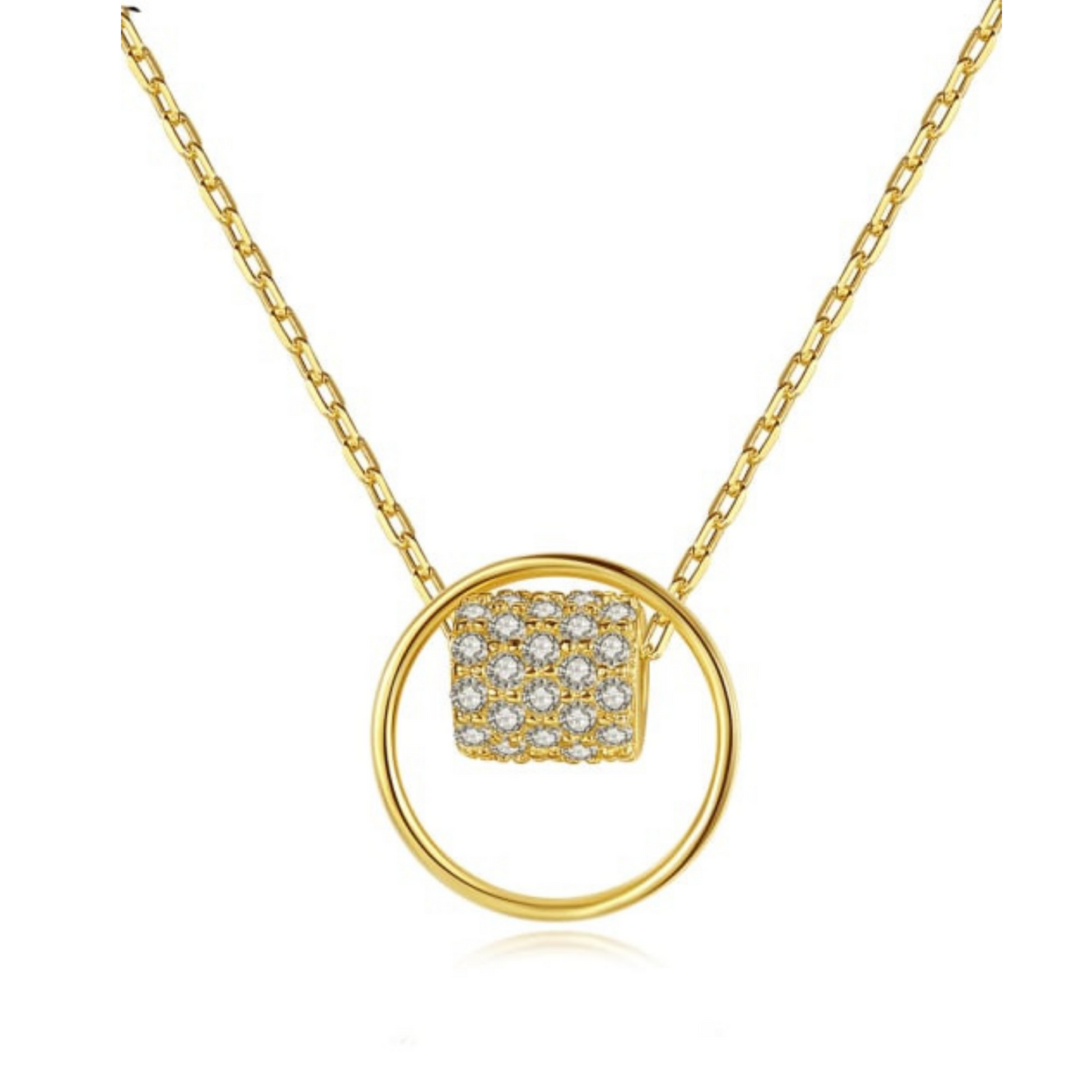 Birthday / Love - 925 Sterling Silver Rhinestone Geometric Minimalist Necklace TE5L28HB