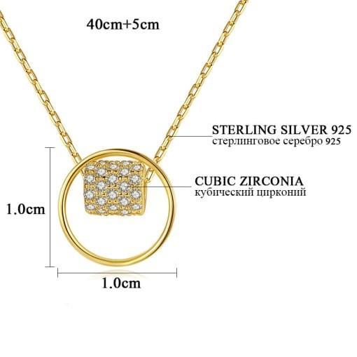 Birthday / Love - 925 Sterling Silver Rhinestone Geometric Minimalist Necklace TE5L28HB