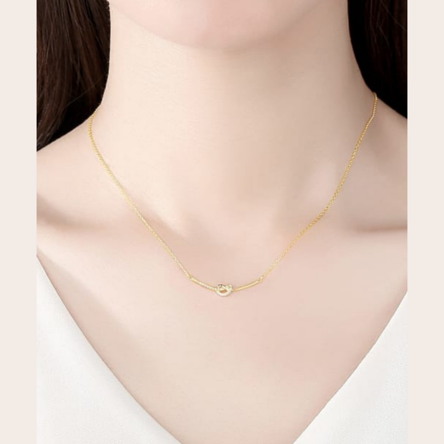 Friend / Soul Sister - 14K Gold Plated Rhinestone Geometric Minimalist Necklace TE643F