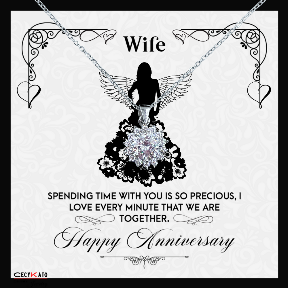Anniversary / Wife - 925 Sterling Silver Cubic Zirconia Round Minimalist Necklace TE222W