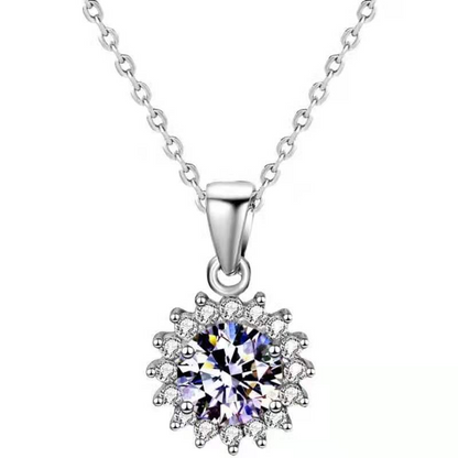 Love / Sweetheart -  925 Sterling Silver Cubic Zirconia Round Minimalist Necklace -TE271LY2