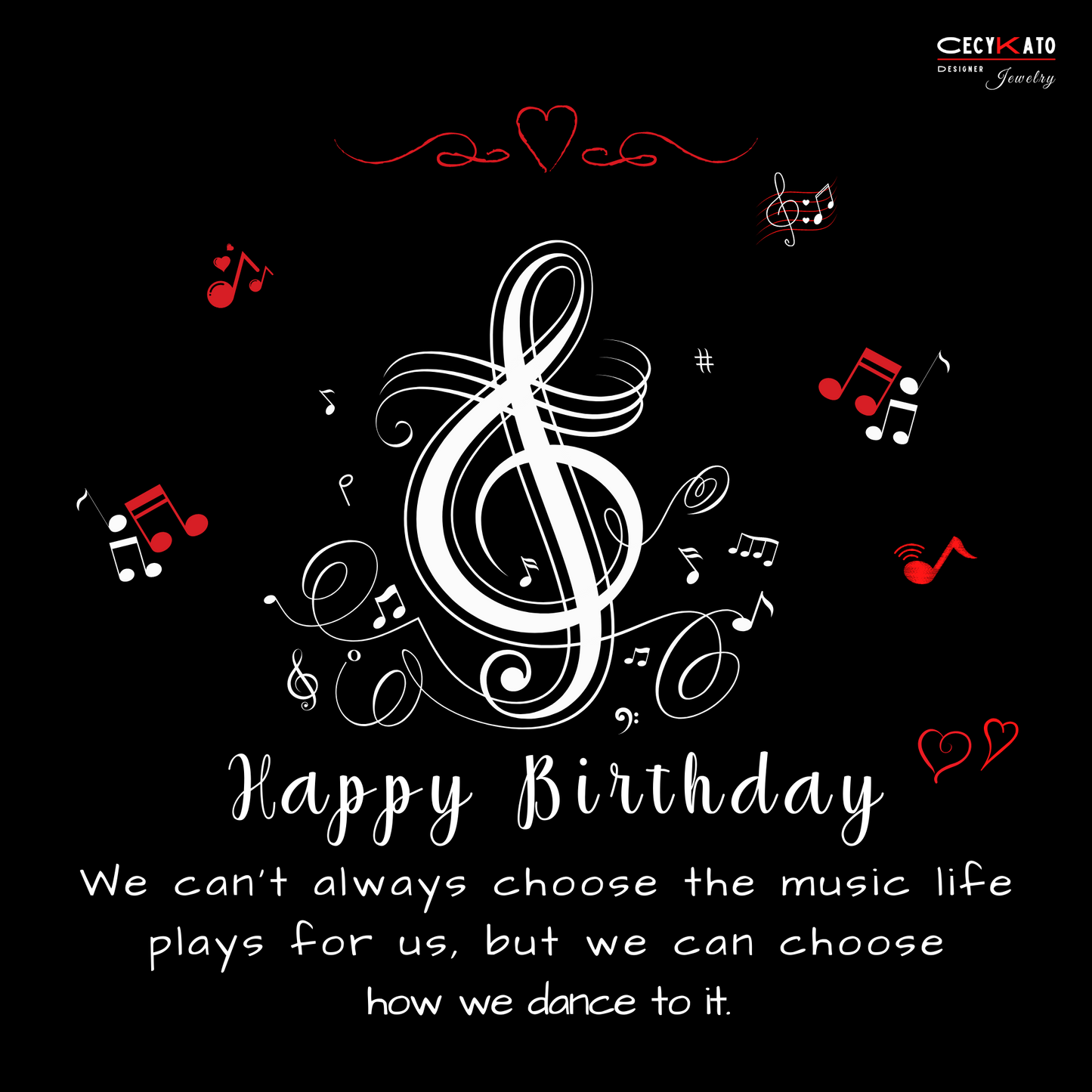 Music / Happy Birthday Message Card - C84HBMS