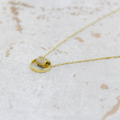 Inspirational / Daughter - 14K Gold Plated Rhinestone Geometric Minimalist Necklace TE5L34D