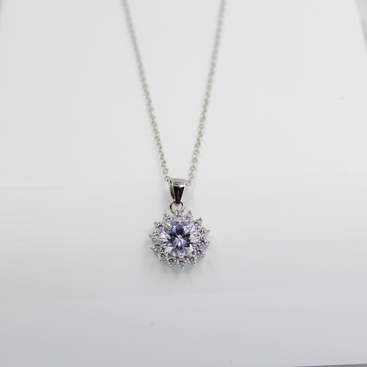 Birthday / Wife 50   -925 Sterling Silver Cubic Zirconia Round Minimalist Necklace TE2L78HBW5