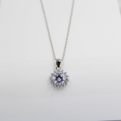 Birthday / Mom  -  925 Sterling Silver Cubic Zirconia Necklace  TE283HBM