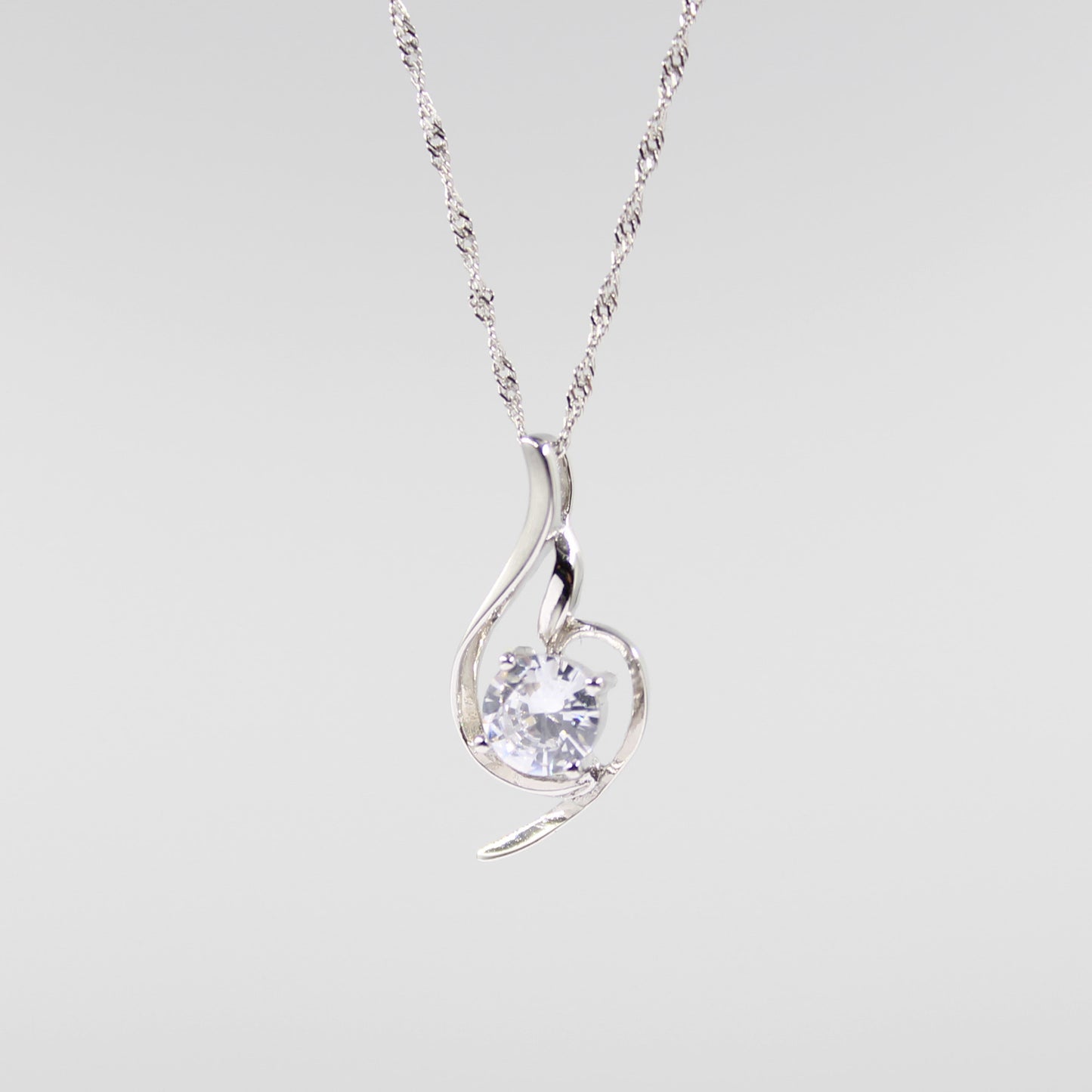 Birthday / Music -  925 Sterling Silver Cubic Zirconia Irregular Minimalist Necklace TE3L85HBMS