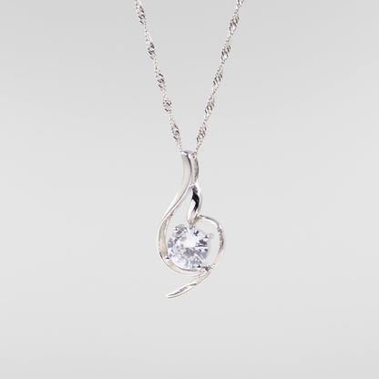 Birthday / Music -  925 Sterling Silver Cubic Zirconia Irregular Minimalist Necklace TE3L85HBMS