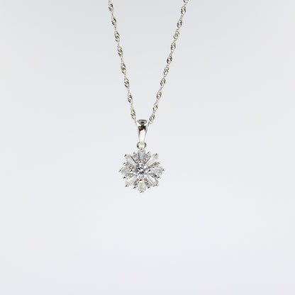 Birthday / Wife - The World's Best- 925 Sterling Silver Cubic Zirconia Flower Minimalist necklace TE8L27W2