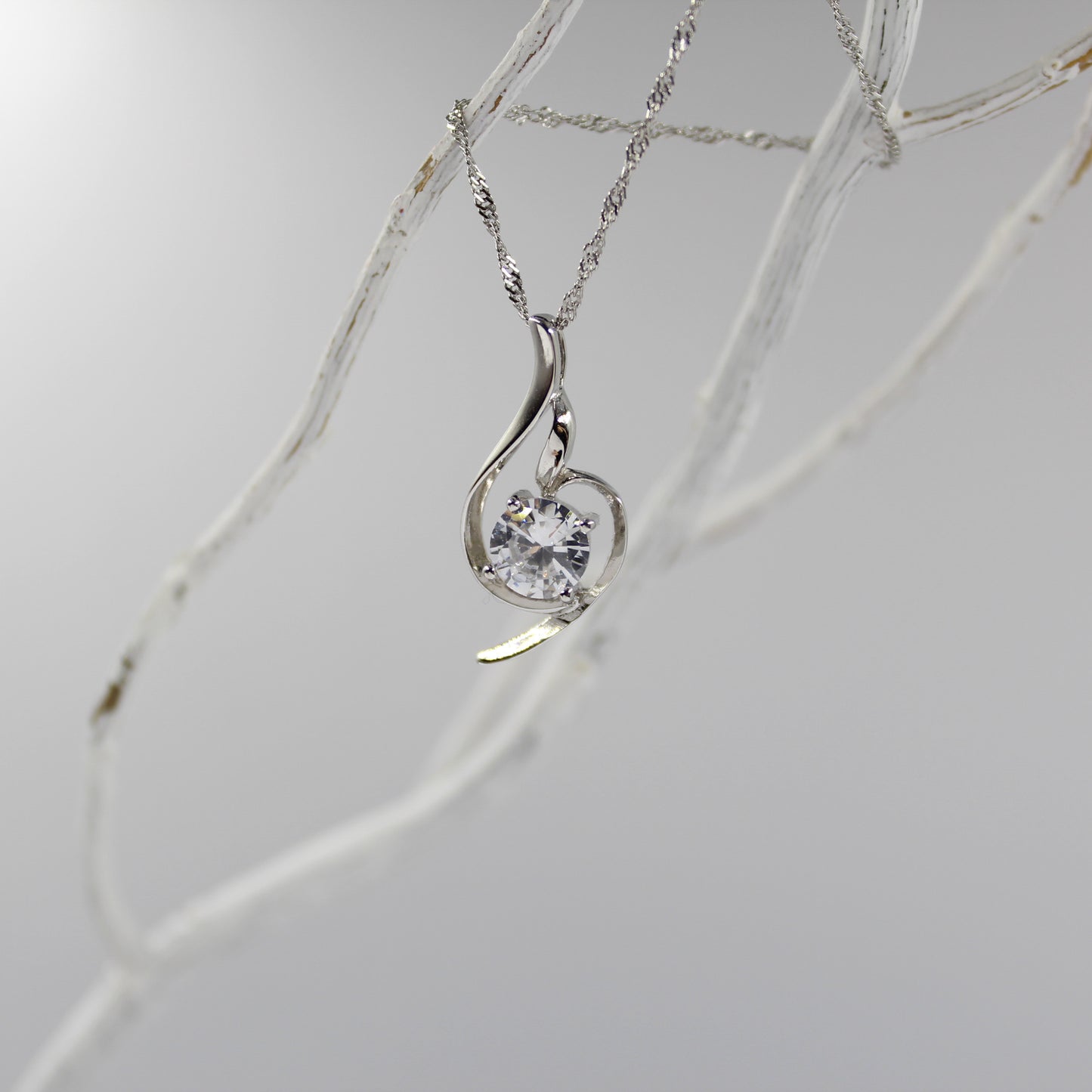 Happy Birthday -  925 Sterling Silver Cubic Zirconia Irregular Minimalist Necklace TE384HBMS