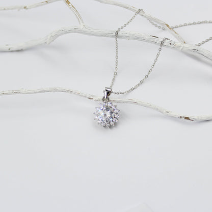 Birthday / Mom  -  925 Sterling Silver Cubic Zirconia Necklace  TE283HBM