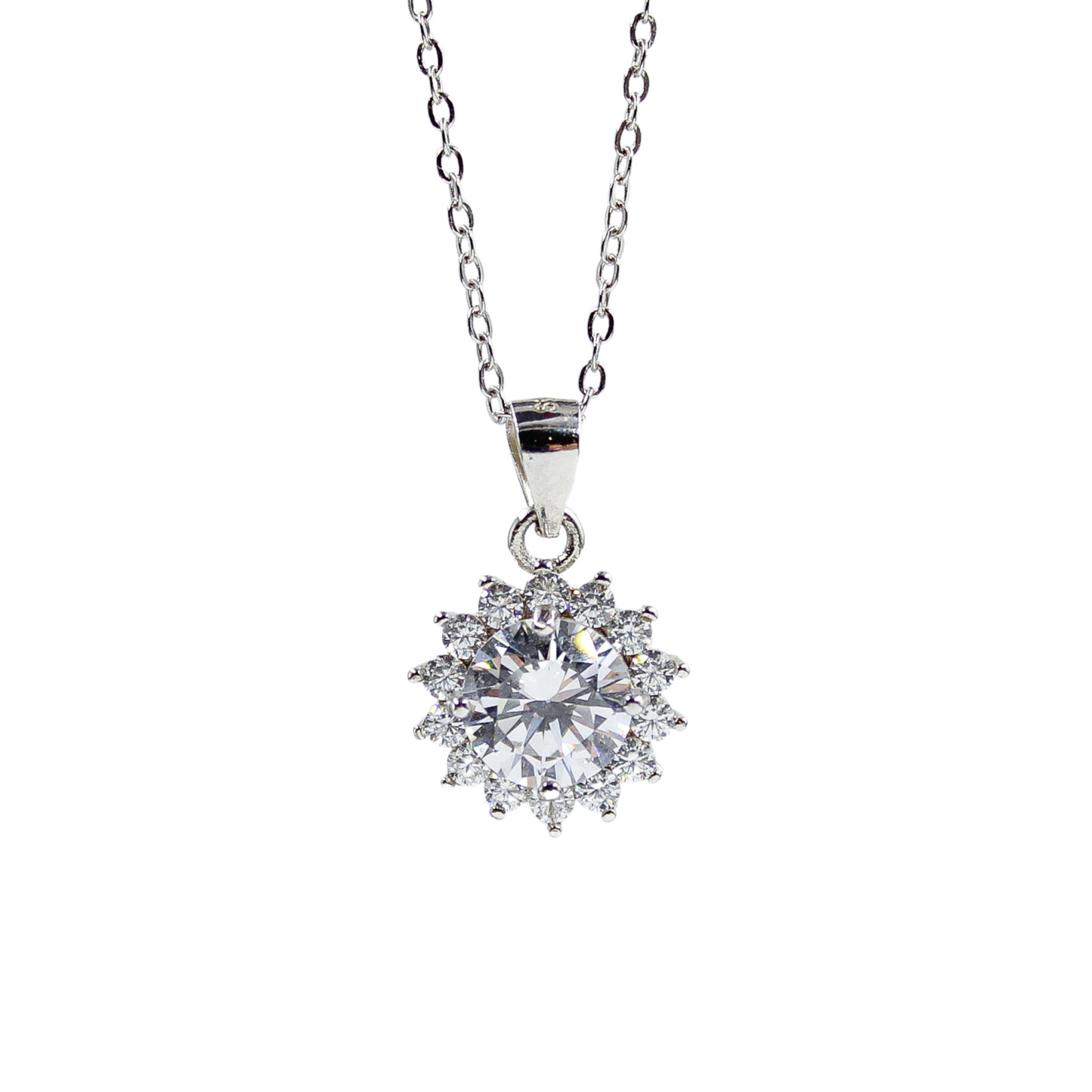 Birthday / Mom  -  925 Sterling Silver Cubic Zirconia Necklace  TE283HBM