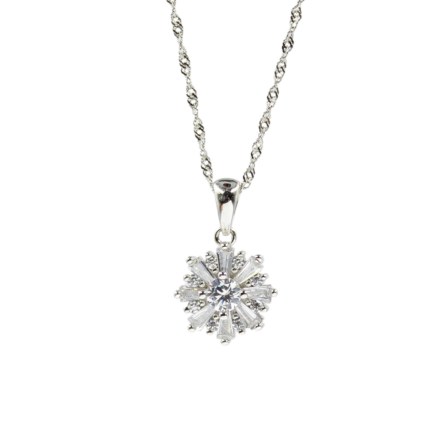 Birthday / Wife - The World's Best- 925 Sterling Silver Cubic Zirconia Flower Minimalist necklace TE8L27W2