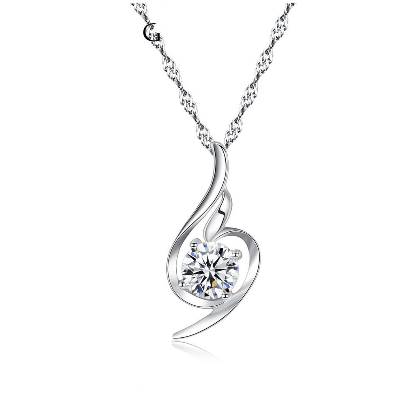 Birthday / Music -  925 Sterling Silver Cubic Zirconia Irregular Minimalist Necklace TE3L85HBMS