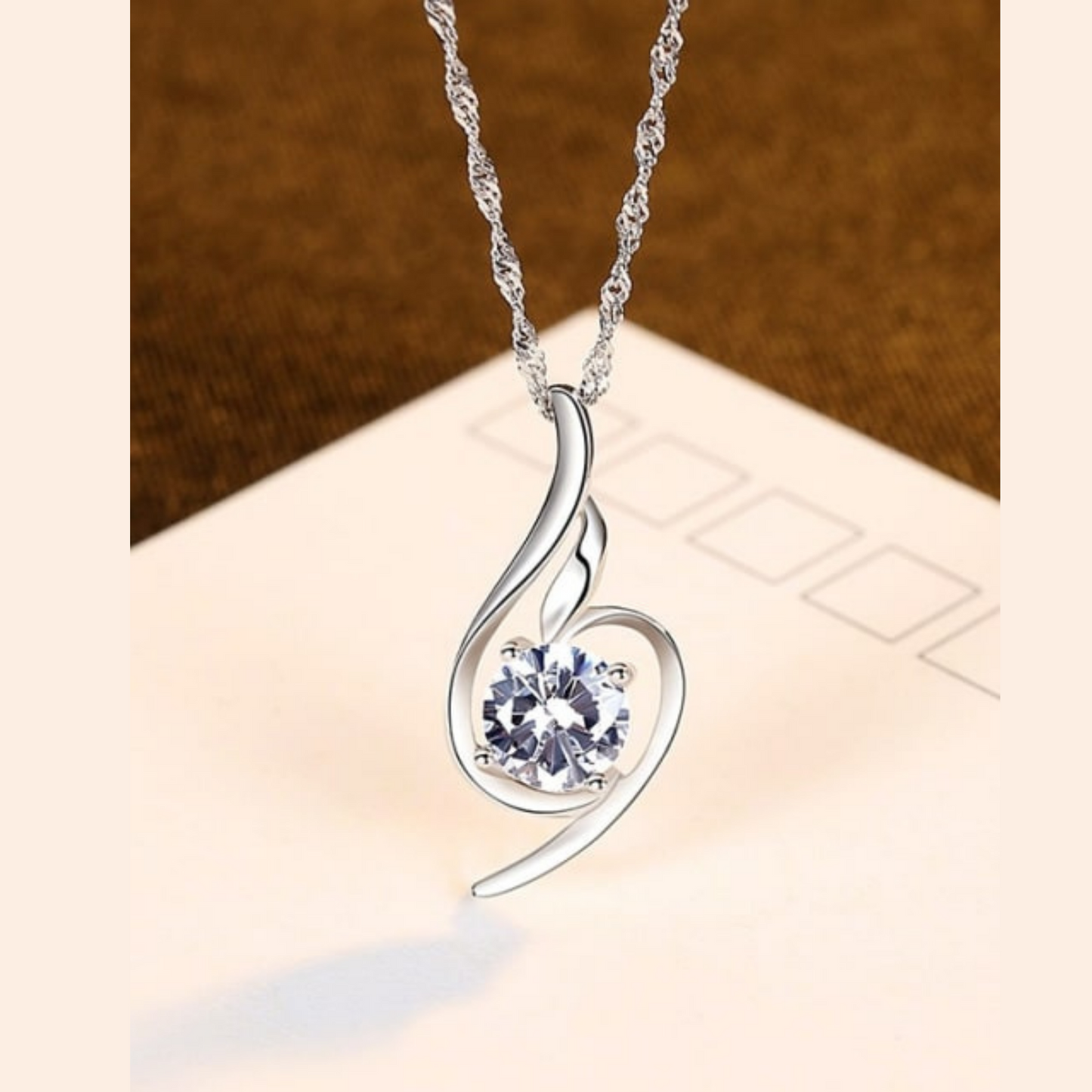 Happy Birthday -  925 Sterling Silver Cubic Zirconia Irregular Minimalist Necklace TE384HBMS