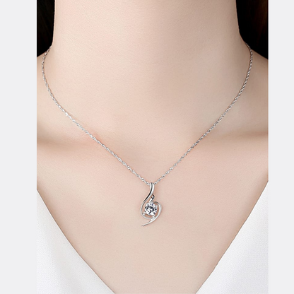 Love / Wife -  925 Sterling Silver Cubic Zirconia Irregular Minimalist Necklace TE318W