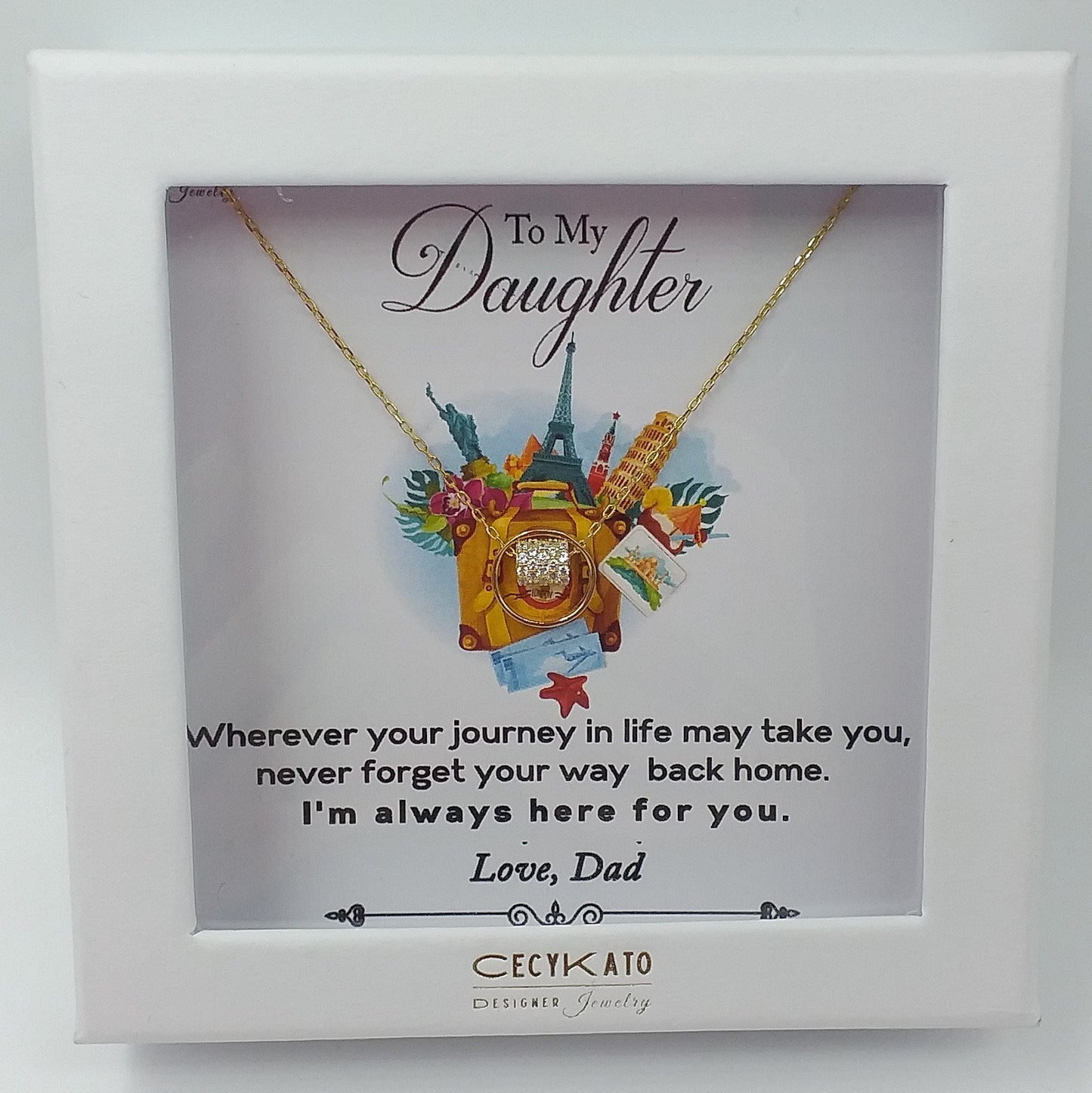 Inspirational / Daughter - 14K Gold Plated Rhinestone Geometric Minimalist Necklace TE5WW34D