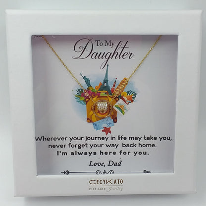 Inspirational / Daughter - 14K Gold Plated Rhinestone Geometric Minimalist Necklace TE5WW34D