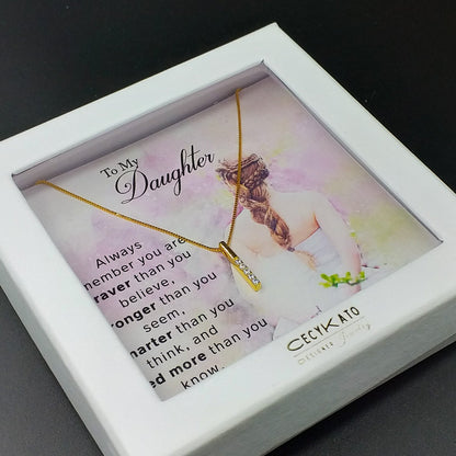Inspirational / Daughter - 14K Gold Plated Rhinestone Geometric Minimalist Necklace TE4WW37D