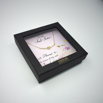 Friend / Soul Sister - 14K Gold Plated Rhinestone Geometric Minimalist Necklace  TE643F