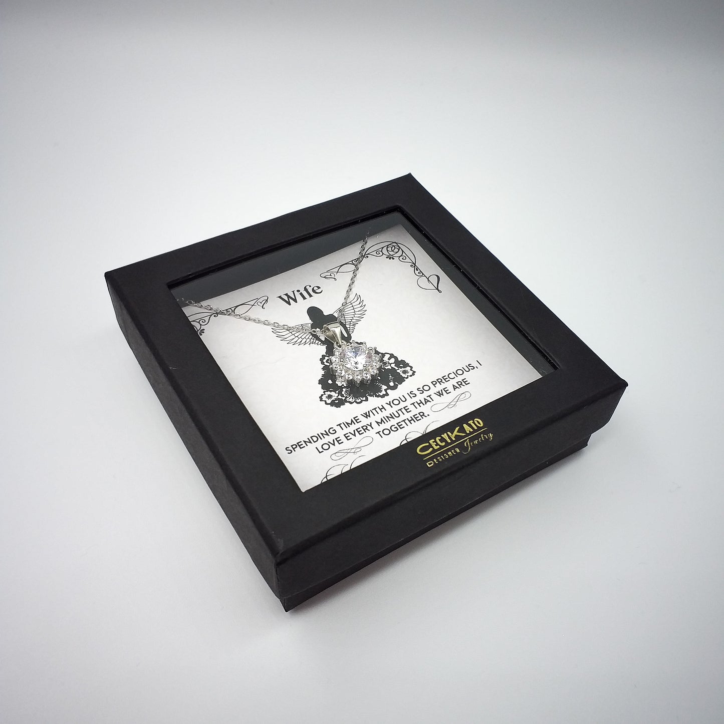 Anniversary / Wife -  925 Sterling Silver Cubic Zirconia Round Minimalist Necklace TE222W