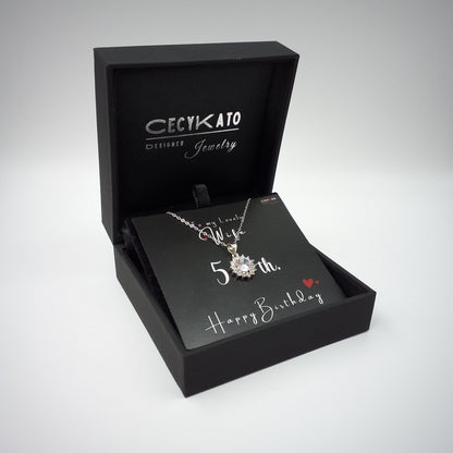 Birthday / Wife 50   -925 Sterling Silver Cubic Zirconia Round Minimalist Necklace TE2L78HBW5