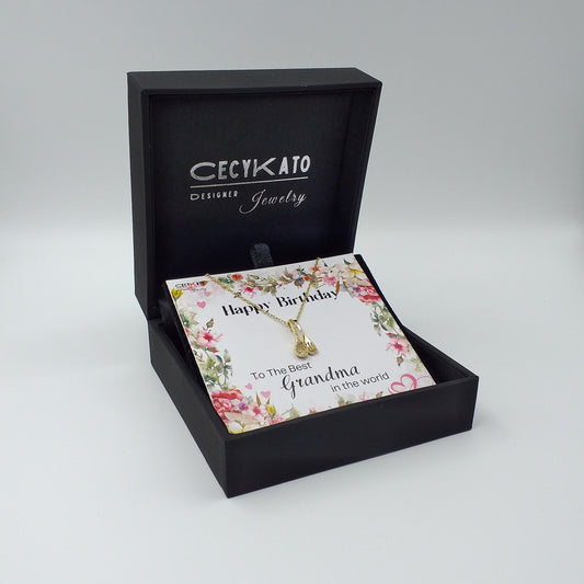 Birthday / Grandma -  925 Sterling Silver With Cubic Zirconia Spoon & Fork : TE9L38HBGM