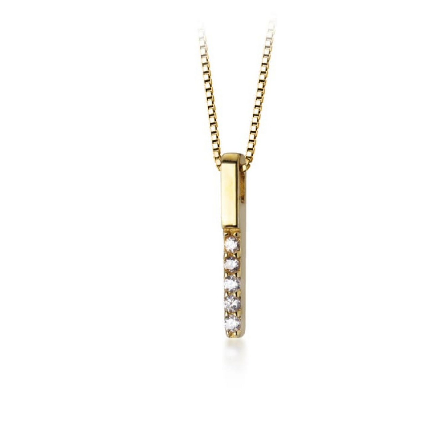 14K Gold Plated - Rhinestone - Geometric Minimalist Necklace TE4