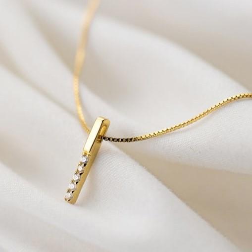 Friend / Soul Sister  - 14K Gold Plated Rhinestone Geometric Minimalist Necklace TE442F