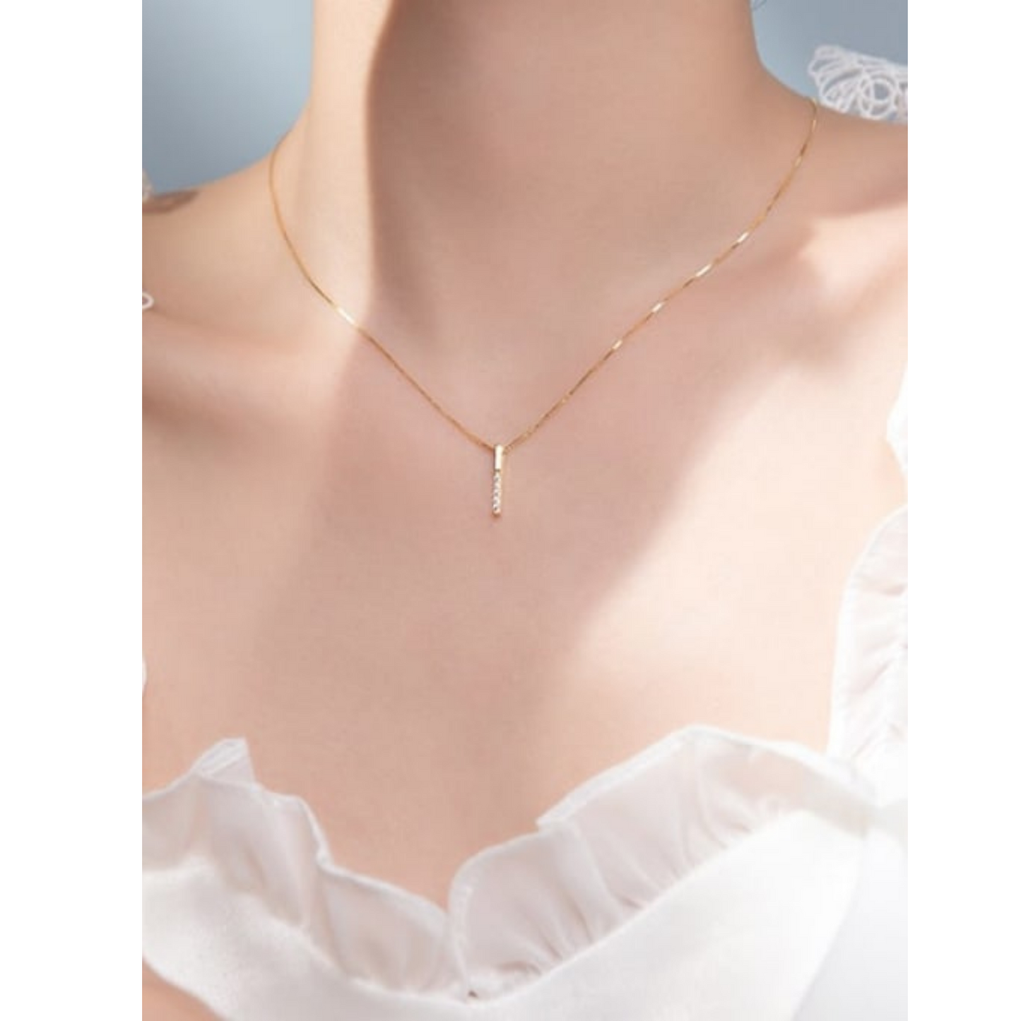 Birthday /Daughter-in-Law / 14K Gold Plated Rhinestone Geometric Minimalist Necklace TE4L32HBDIL