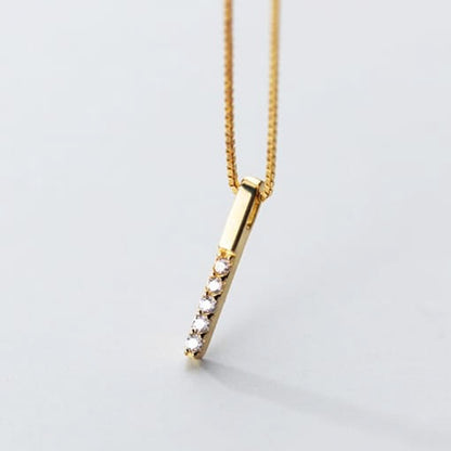 14K Gold Plated - Rhinestone - Geometric Minimalist Necklace TE4