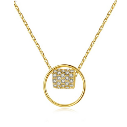 Inspirational / Daughter - 14K Gold Plated Rhinestone Geometric Minimalist Necklace TE5WW34D