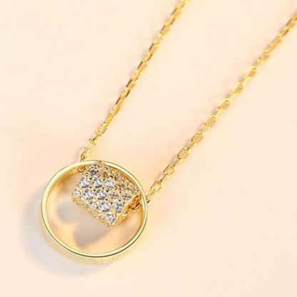 Inspirational / Daughter - 14K Gold Plated Rhinestone Geometric Minimalist Necklace TE5WW34D