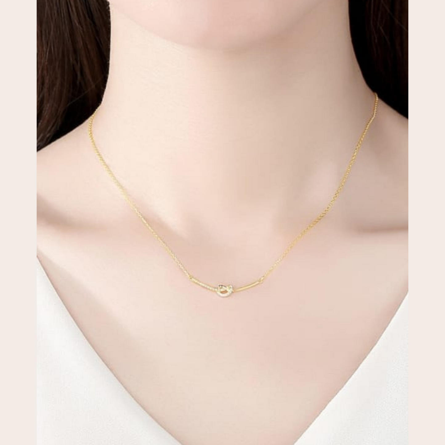 14k Gold Plated - Rhinestone - Geometric Minimalist Necklace TE6