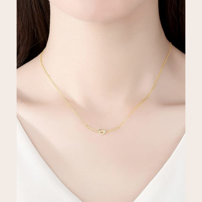 14k Gold Plated - Rhinestone - Geometric Minimalist Necklace TE6